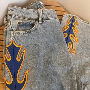 Sandro Designer Flame Embroidered Jeans, Size 36 / SM